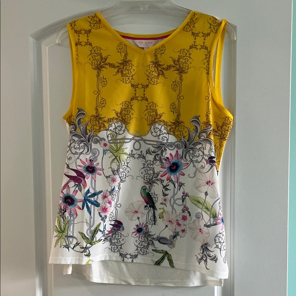 Ted Baker Yellow and White Floral Tank Top